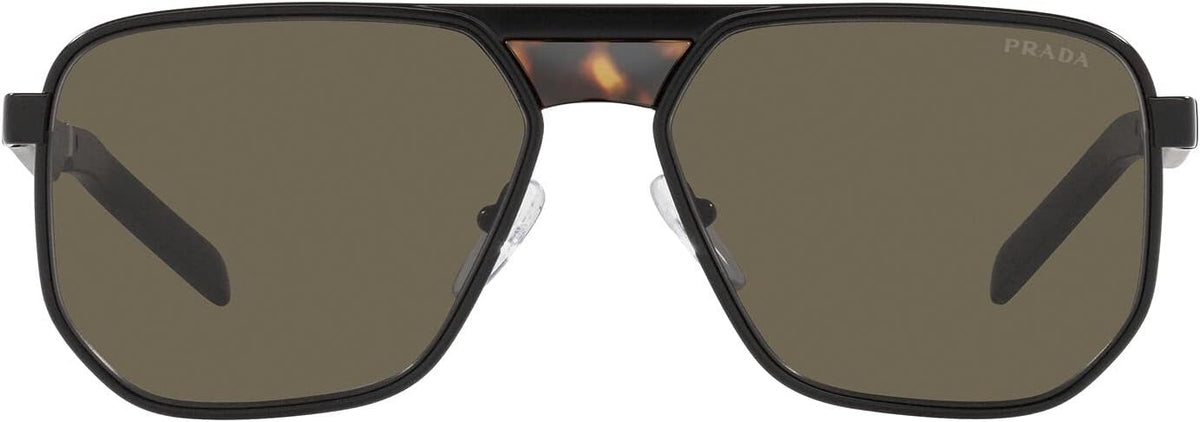 Prada PR60WS 1BO5G1 Piot Sunglasses 58mm Matte Black / Brown Lens