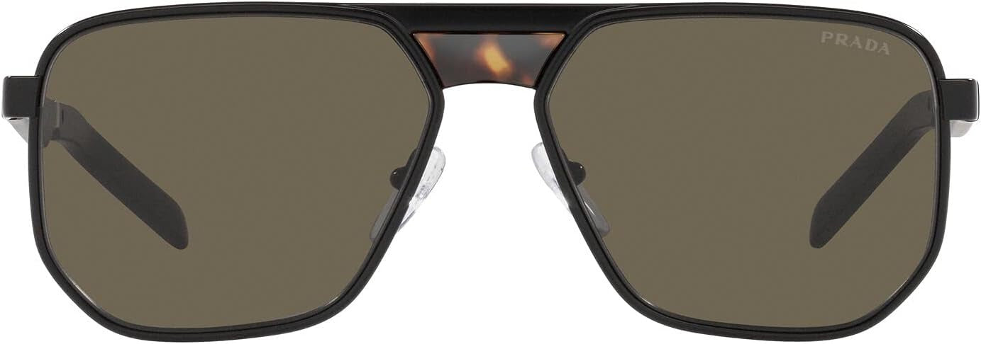 Prada PR60WS 1BO5G1 Piot Sunglasses 58mm Matte Black / Brown Lens