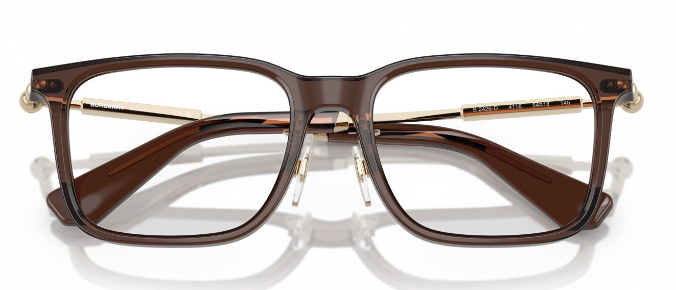 Burberry BE2426D 4116 Square Eyeglasses 54mm Brown / Clear Demo Lens