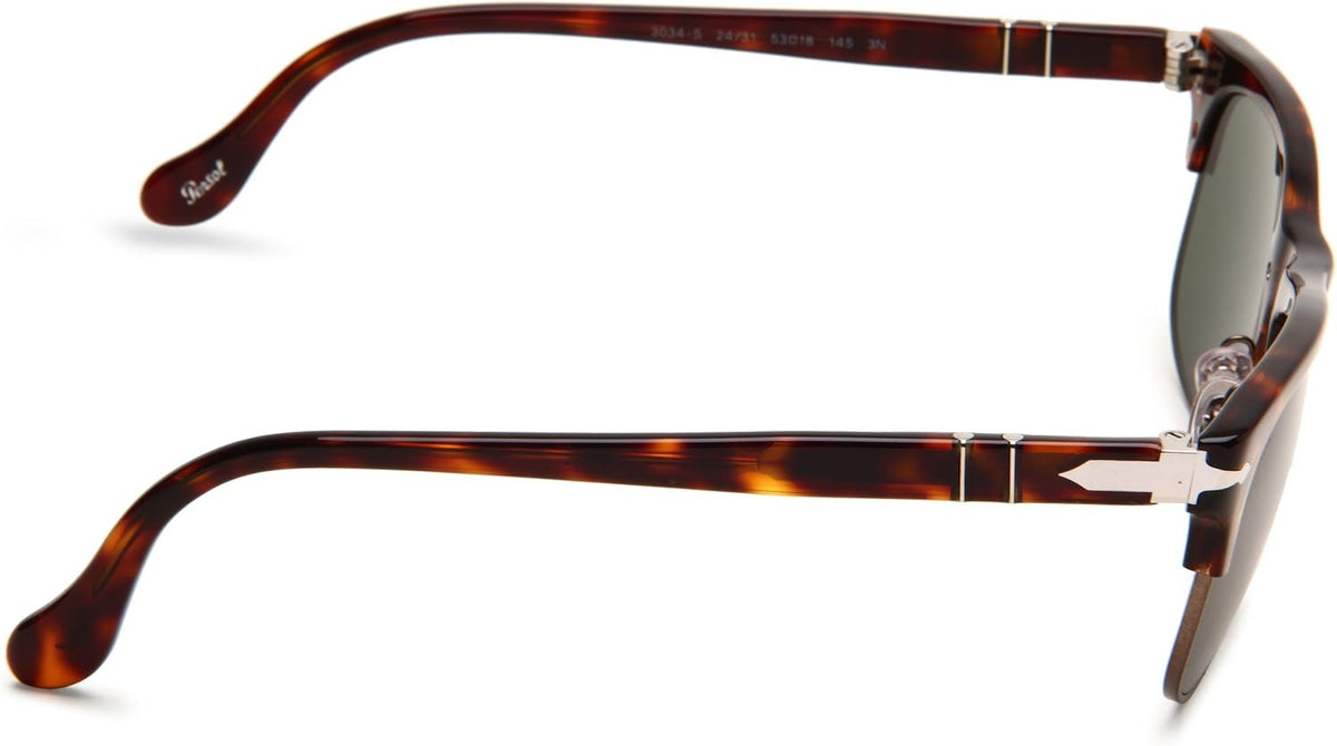 Persol PO 3034/S 24/31 Square Sunglasses 53mm Havana / Green Lens