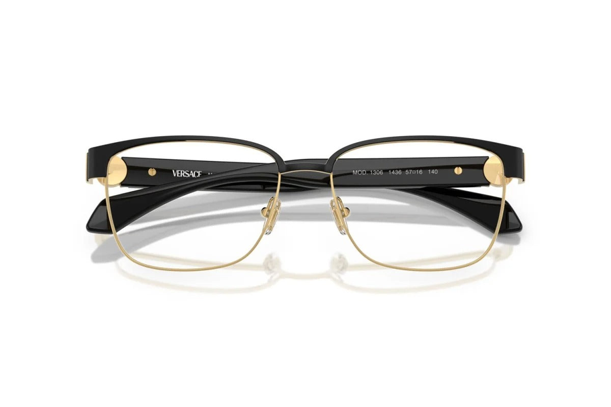 Versace VE1306 1436 Eyeglasses 57mm Matte Black Gold / Clear Demo Lens