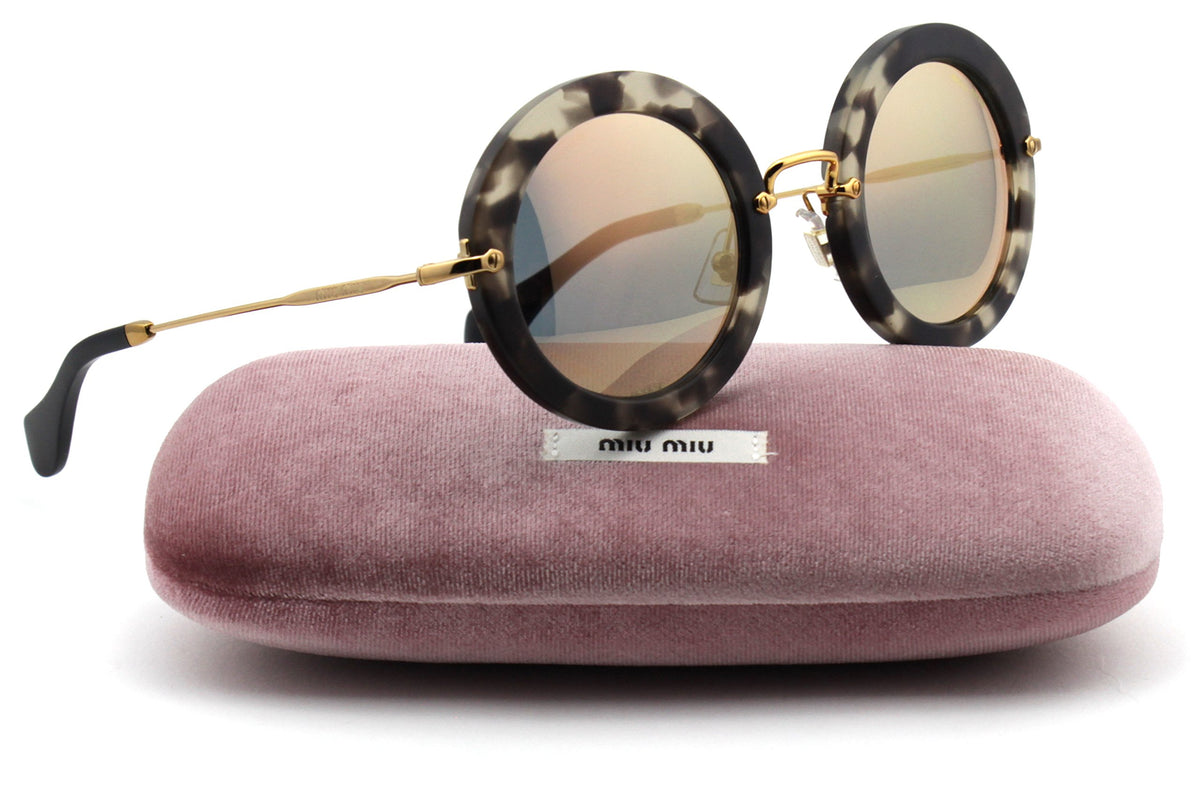 Miu Miu Sunglasses MU13NS UBB2D2 49mm Matte Havana / Rose Gold Mirror Lens