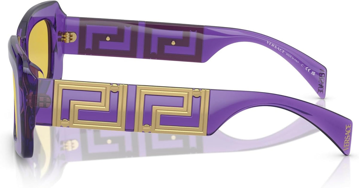 Versace VE4444U 5408V9 Sunglasses 54mm Transparent Violet / Yellow Mirror Lens