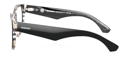 Burberry BE2410 4121 Eyeglasses 53mm Black on Vintage Check / Clear Demo Lens