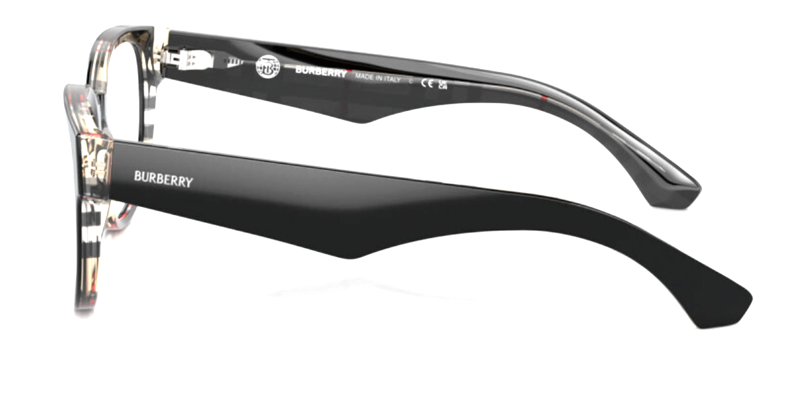 Burberry BE2410 4121 Eyeglasses 53mm Black on Vintage Check / Clear Demo Lens