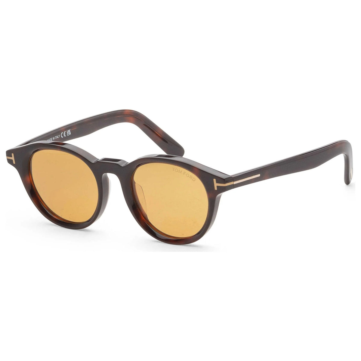 Tom Ford FT1123 D 52E Round Sunglasses 49mm Dark Havana / Brown Lens