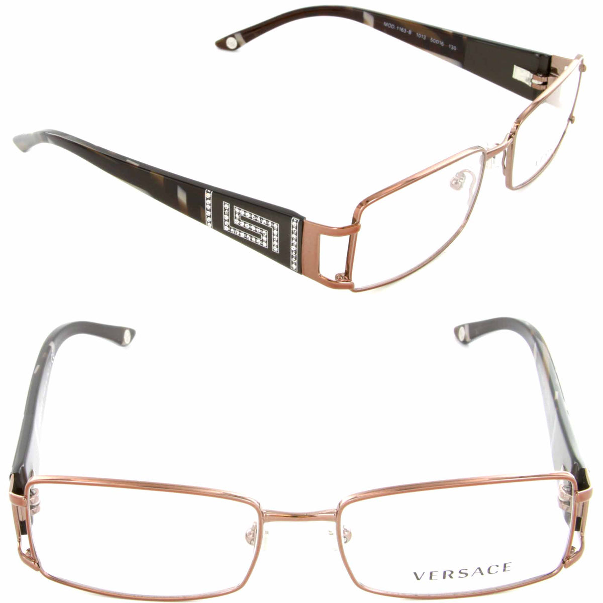 VERSACE Rectangle Eyeglasses VE1163B 1013 52mm Brown / Demo Lens