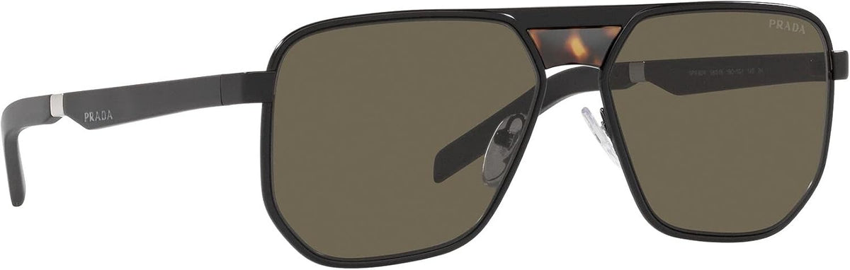 Prada PR60WS 1BO5G1 Piot Sunglasses 58mm Matte Black / Brown Lens