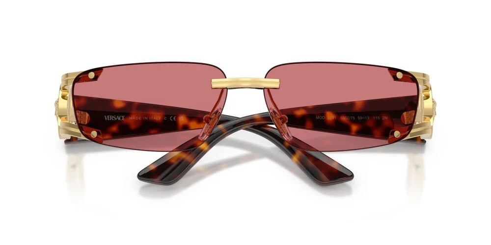 Versace Sunglasses VE2291 100275 59mm Gold Havana / Red Hiper Lens