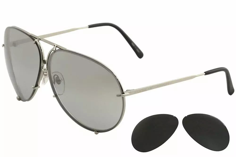 Porsche design Sunglasses P8478 B 69mm Silver / Silver Grey Mirror &amp; Black Lens