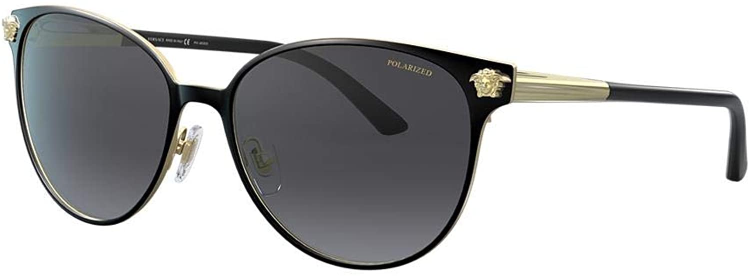 Versace VE2168 1377/T3 Sunglasses Black/Pale Gold / Polarized Grey Gradient Lens