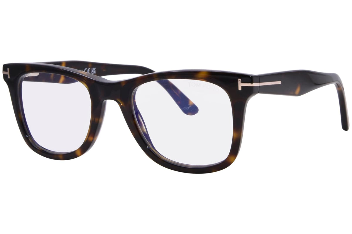 Tom Ford Eyeglasses W/Clip On FT5970-B 052 50mm Havana / Blue Light & Green Lens