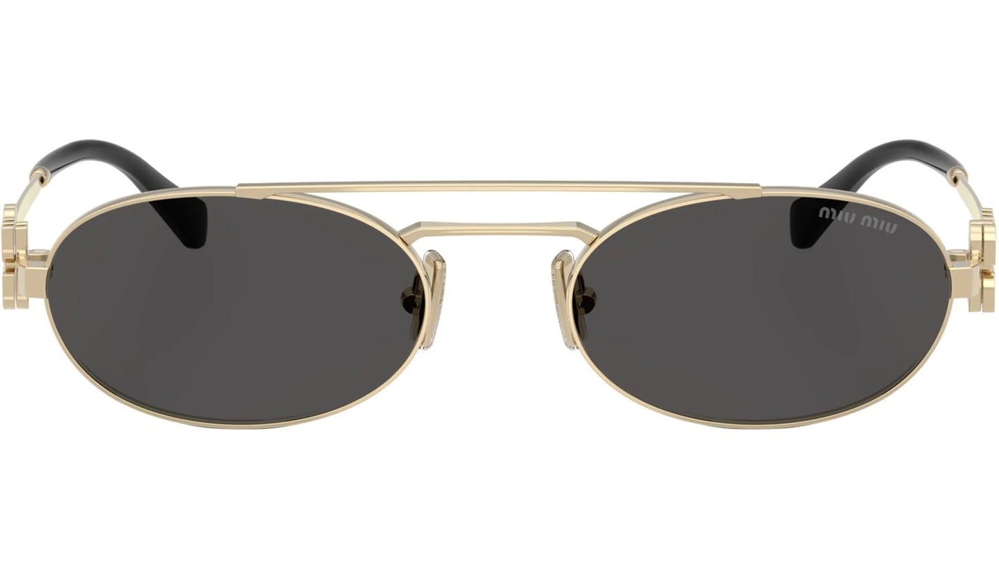 Miu Miu MU 54ZS ZVN 08Z Oval Sunglasses 53mm Gold / Dark Grey Lens