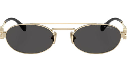 Miu Miu MU 54ZS ZVN 08Z Oval Sunglasses 53mm Gold / Dark Grey Lens