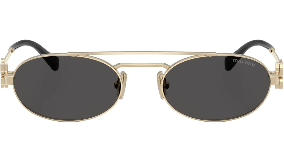 Miu Miu MU 54ZS ZVN 08Z Oval Sunglasses 53mm Gold / Dark Grey Lens