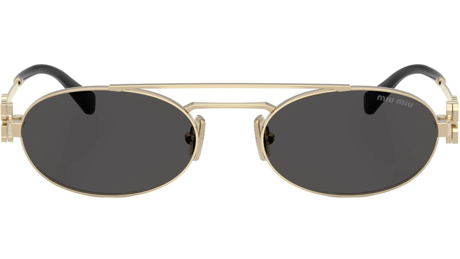 Miu Miu MU 54ZS ZVN 08Z Oval Sunglasses 53mm Gold / Dark Grey Lens
