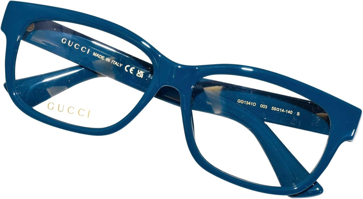 Gucci GG1341O 003 Eyeglasses 55mm Blue / Clear Demo Lens