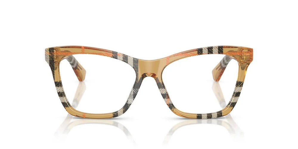 Burberry BE2416 4146 Eyeglasses 52mm Check Sand / Clear Demo Lens