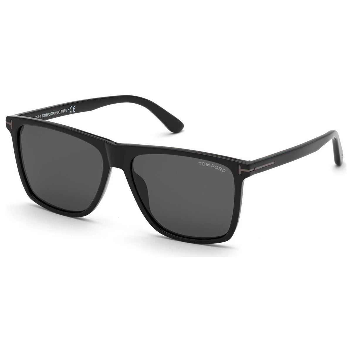 Tom Ford Fletcher FT0832 N 01A Square Sunglasses 57mm Shiny Black / Smoke Lens