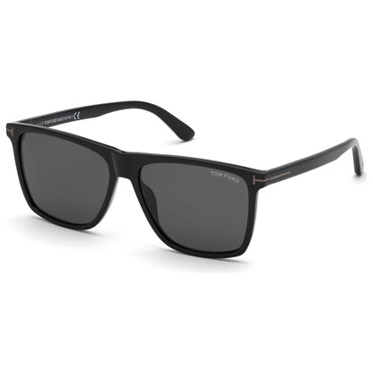 Tom Ford Fletcher FT0832 N 01A Square Sunglasses 57mm Shiny Black / Smoke Lens