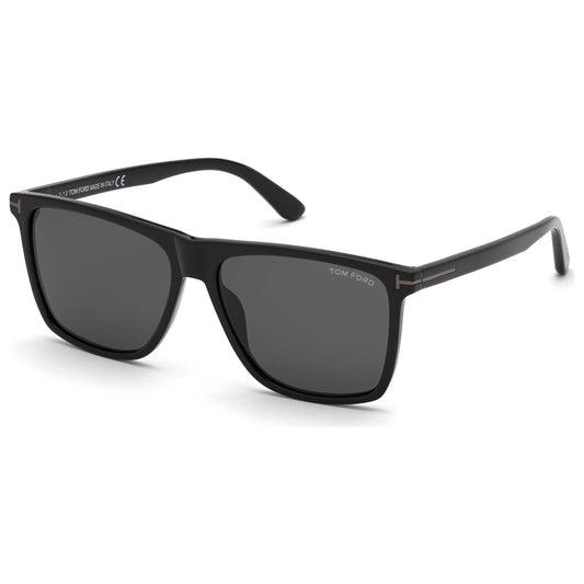 Tom Ford Fletcher FT0832 N 01A Square Sunglasses 57mm Shiny Black / Smoke Lens