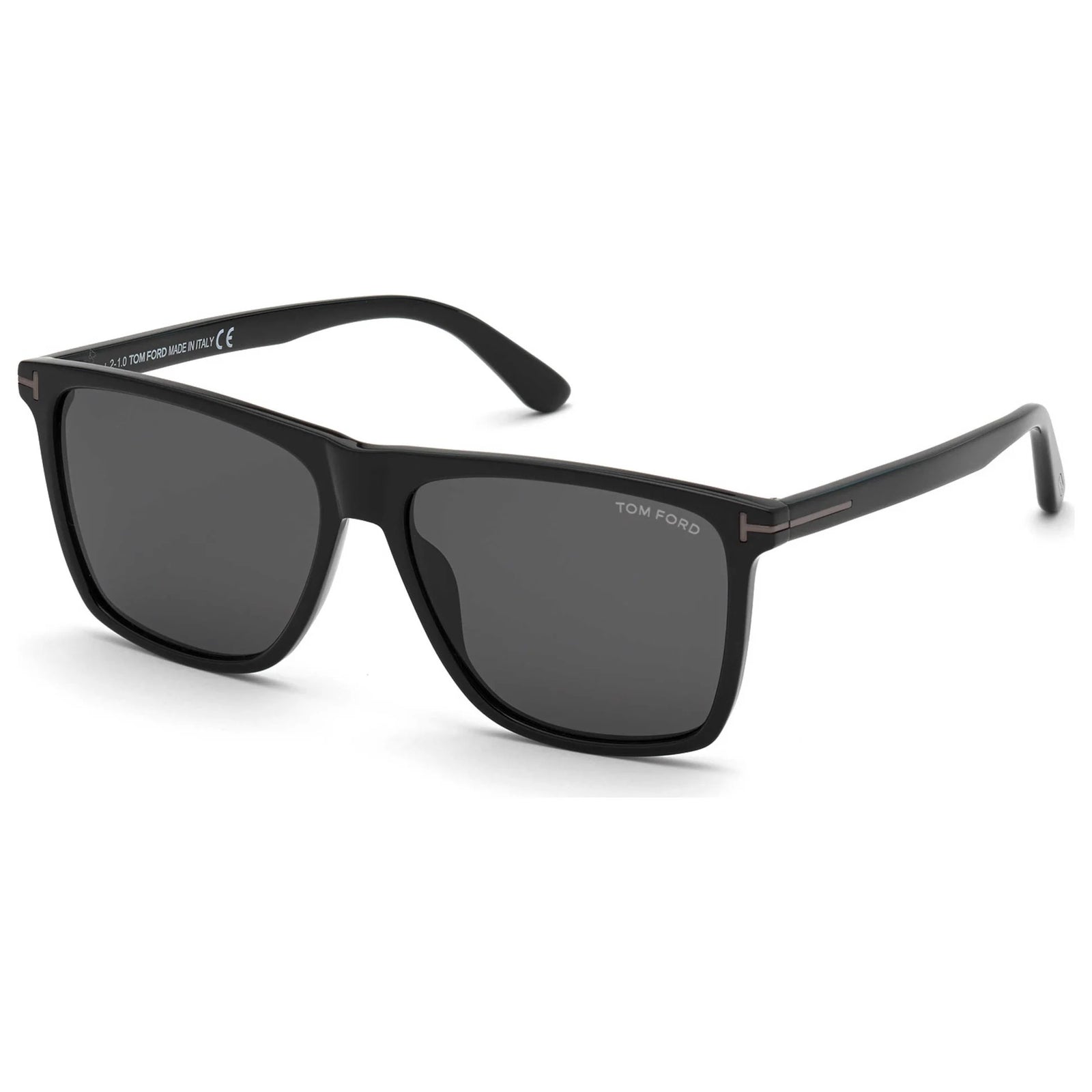 Tom Ford Fletcher FT0832 N 01A Square Sunglasses 57mm Shiny Black / Smoke Lens