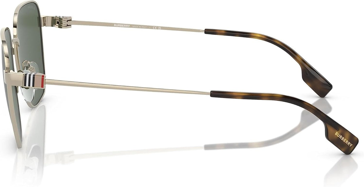 Burberry Drew Sunglasses BE3142 110971 55mm Light Gold / Green Lens