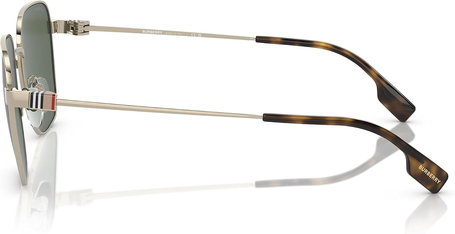 Burberry Drew Sunglasses BE3142 110971 55mm Light Gold / Green Lens