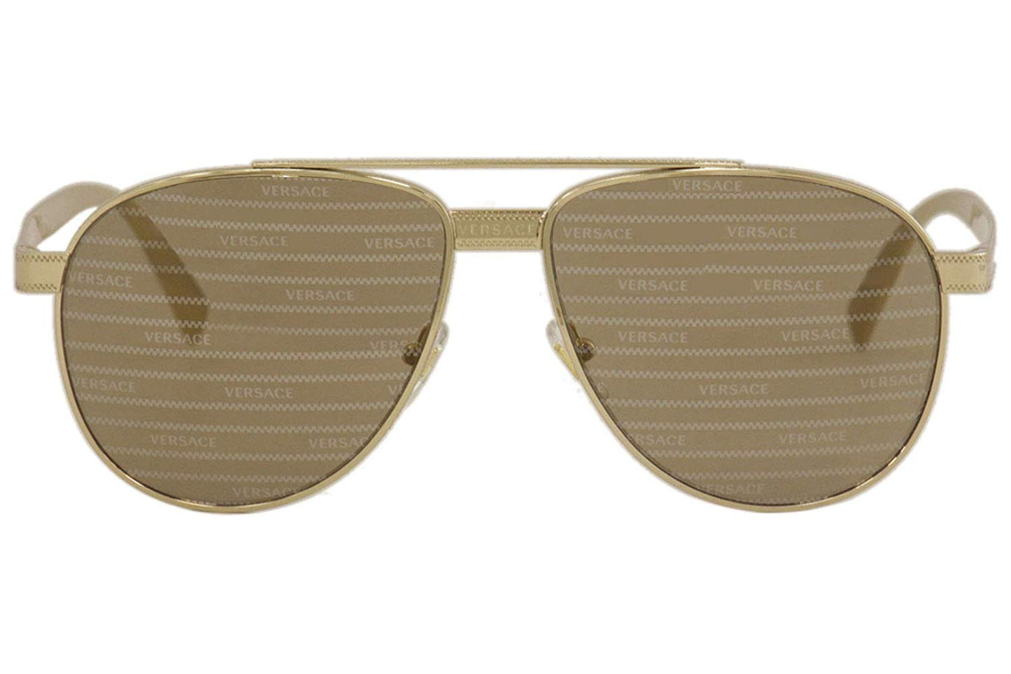 Versace Sunglasses VE2209 1252V3 Pale Gold / Brown Tamp Versace Silver Gold