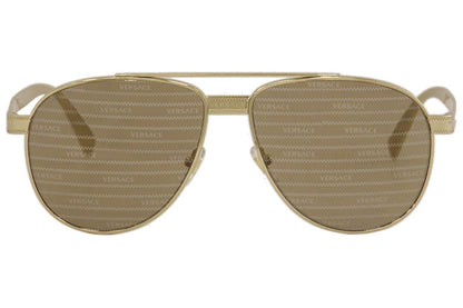 Versace Sunglasses VE2209 1252V3 Pale Gold / Brown Tamp Versace Silver Gold
