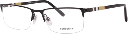 Burberry BE1282 1001 Rectangle Eyeglasses 55mm Black / Clear Demo Lens
