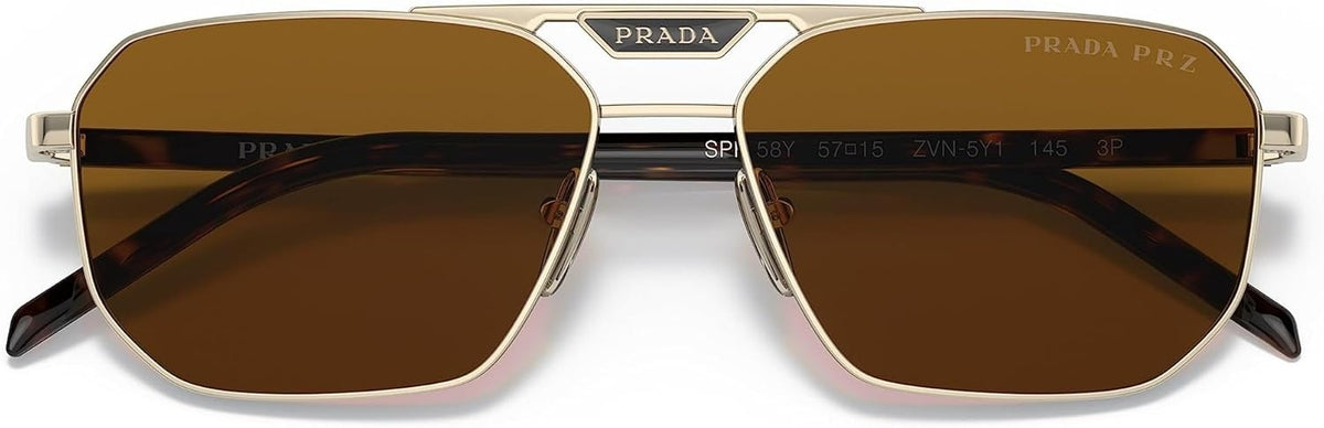 Prada Sunglasses PR58YS ZVN5Y1 57mm Pale Gold / Polarized Brown Lens
