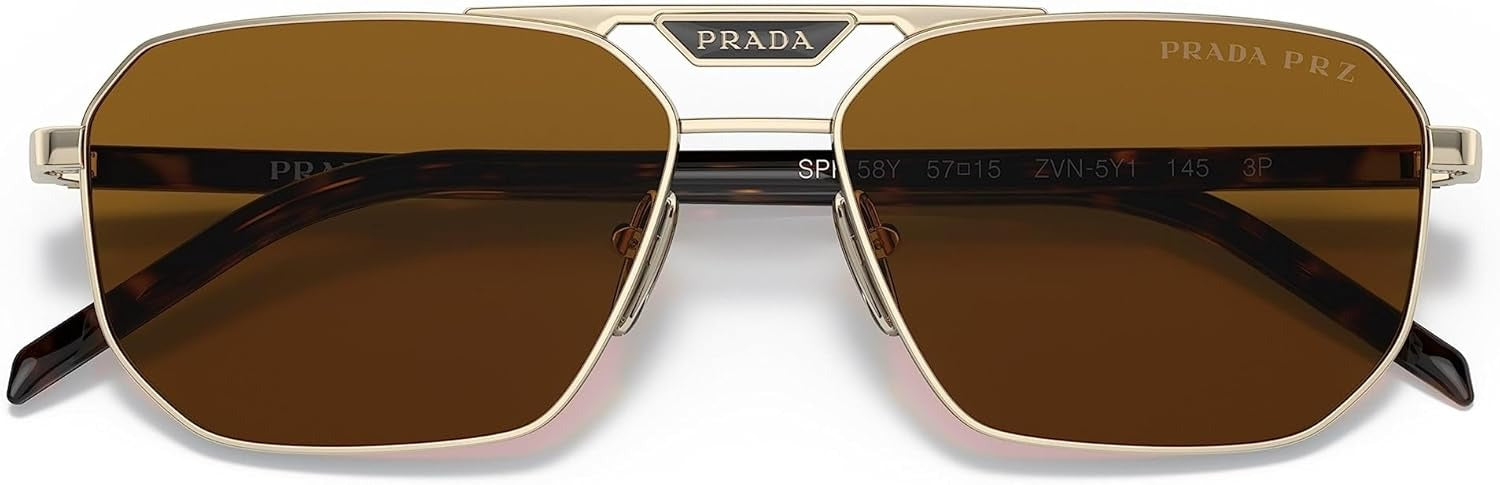 Prada Sunglasses PR58YS ZVN5Y1 57mm Pale Gold / Polarized Brown Lens