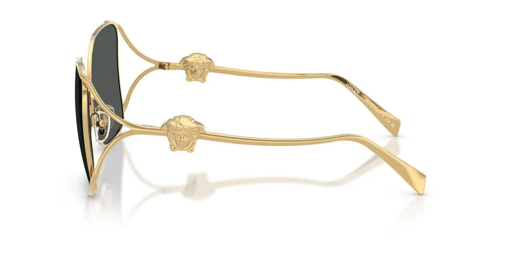 Versace VE2288 100287 Sunglasses 62mm Gold / Dark Grey Solid Lens