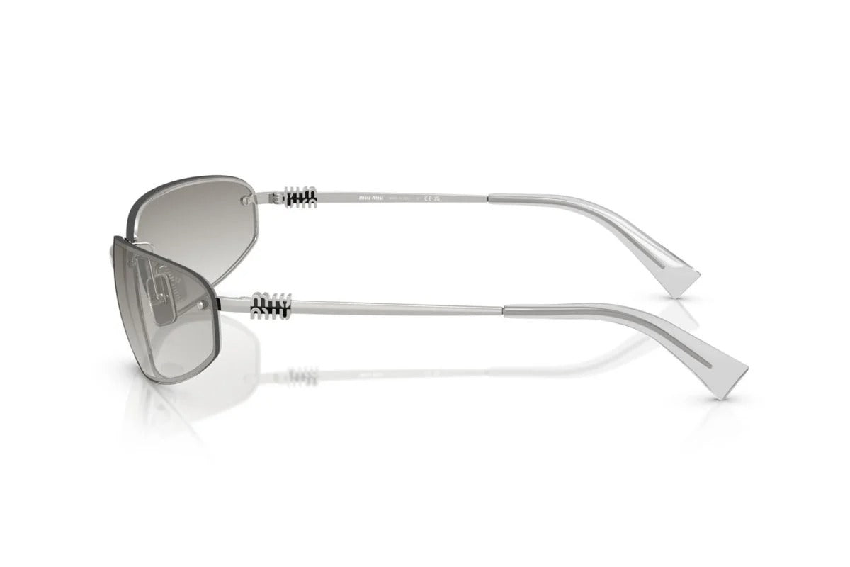 Miu Miu MU A50S 1BC8H1 Oval Sunglasses Silver / Clear Silver Gradient Lens