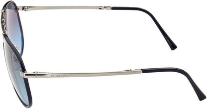 Burberry BE3091J 1166S2 Folding Aviator Sunglasses 58mm Silver Blue / Blue Lens