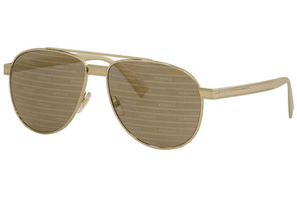 Versace Sunglasses VE2209 1252V3 Pale Gold / Brown Tamp Versace Silver Gold