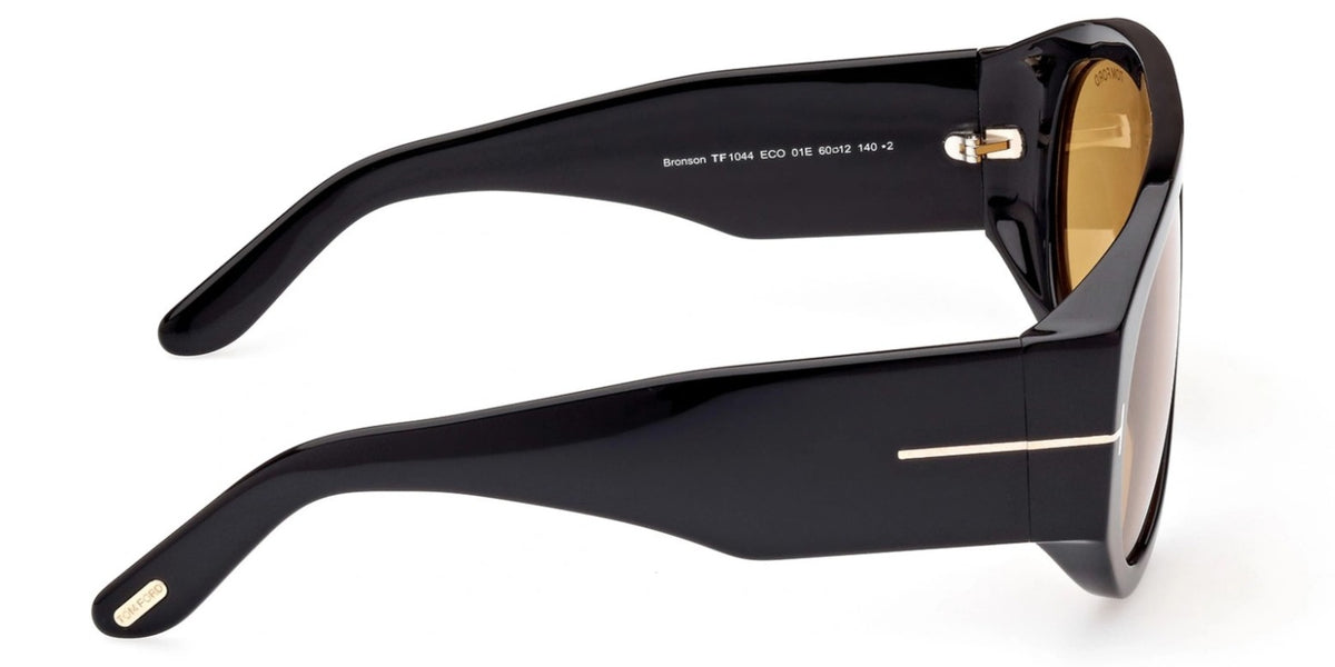 Tom Ford Bronson Sunglasses FT1044S 01E 60mm Shiny Black / Brown Lens