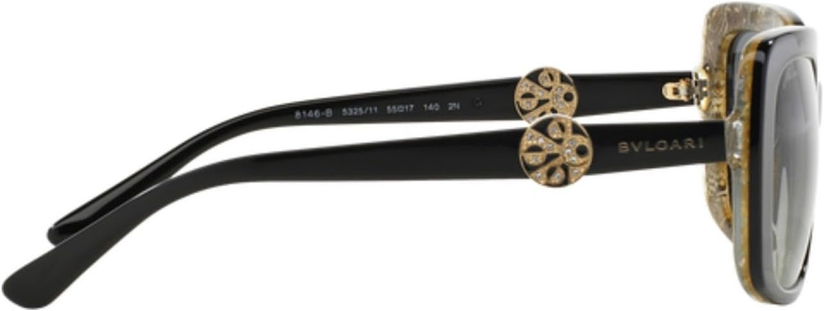 Bvlgari Sunglasses BV8146B 532511 55mm Black-Glitter Gold / Grey Gradient Lens