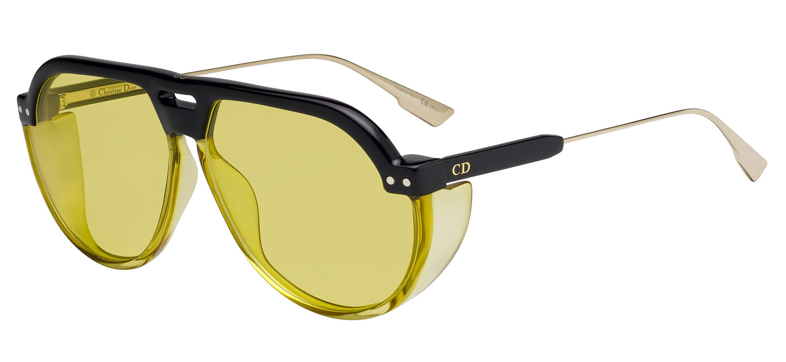 Dior Sunglasses DIORCLUB3 71C 61mm Black / Yellow Lens