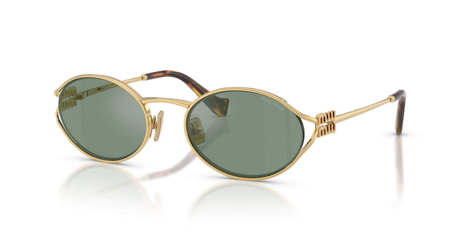 Miu Miu MU52YS 5AK04M Sunglasses 54mm Gold / Green Mirror Lens