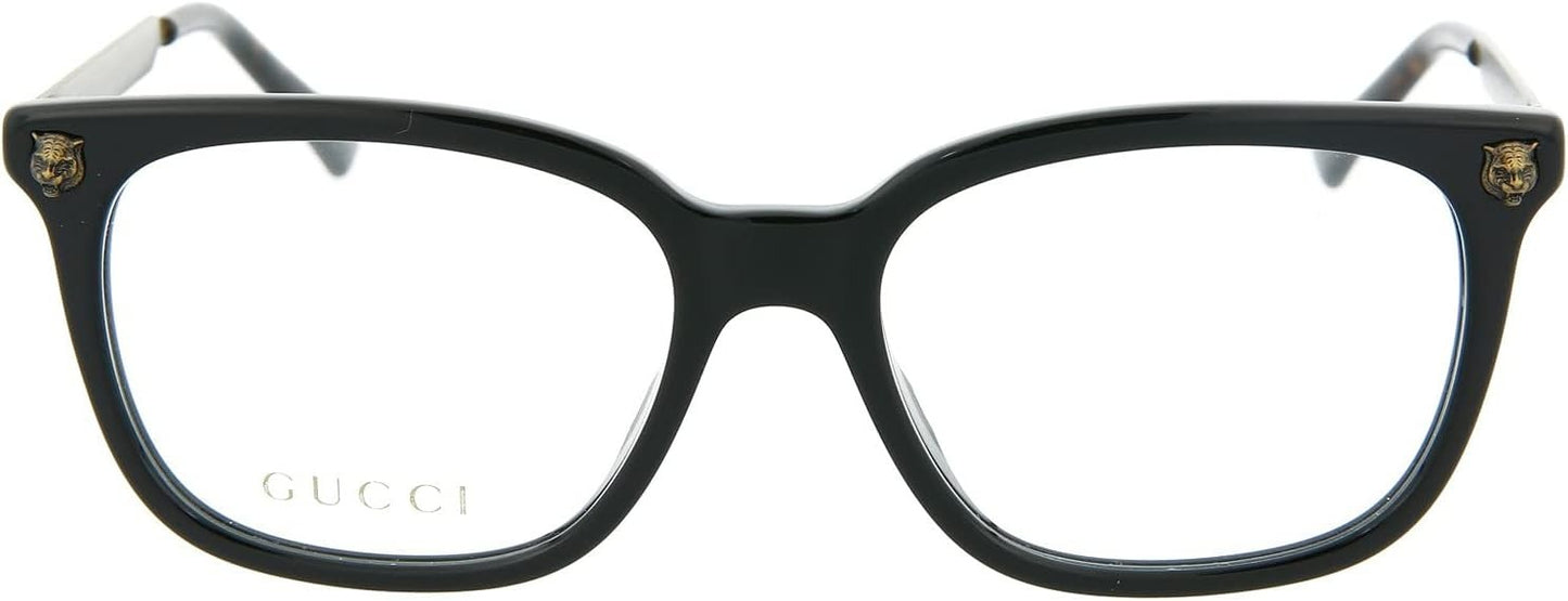 Gucci GG0218O 001 Square Eyeglasses 51mm Black Gold / Clear Demo Lens