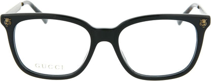 Gucci GG0218O 001 Square Eyeglasses 51mm Black Gold / Clear Demo Lens