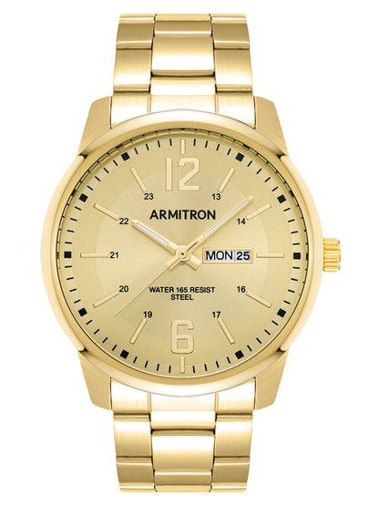 Armitron 20/5496GP Men's Watch Gold Dial Steel Bracelet