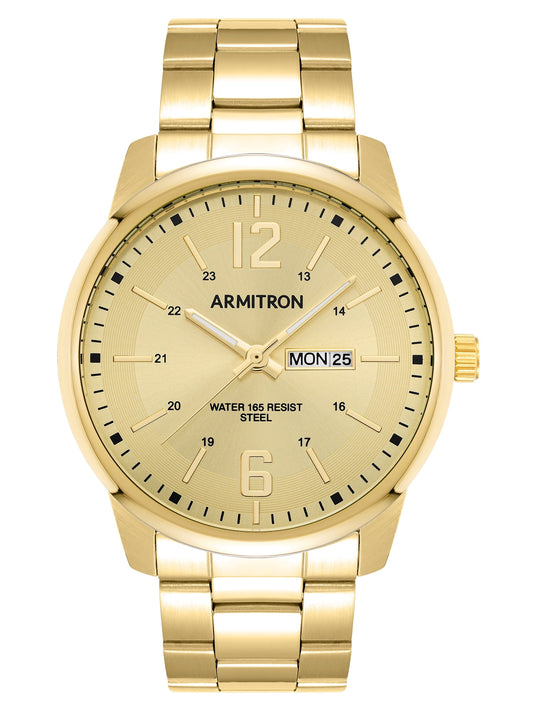 Armitron 20/5496GP Men's Watch Gold Dial Steel Bracelet