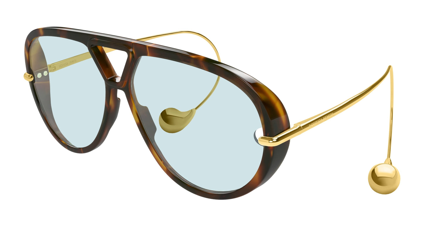 Bottega Veneta BV1273S 007 63mm Sunglasses Tortoise / Green Solid Lens