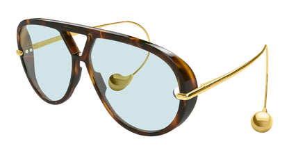 Bottega Veneta BV1273S 007 63mm Sunglasses Tortoise / Green Solid Lens
