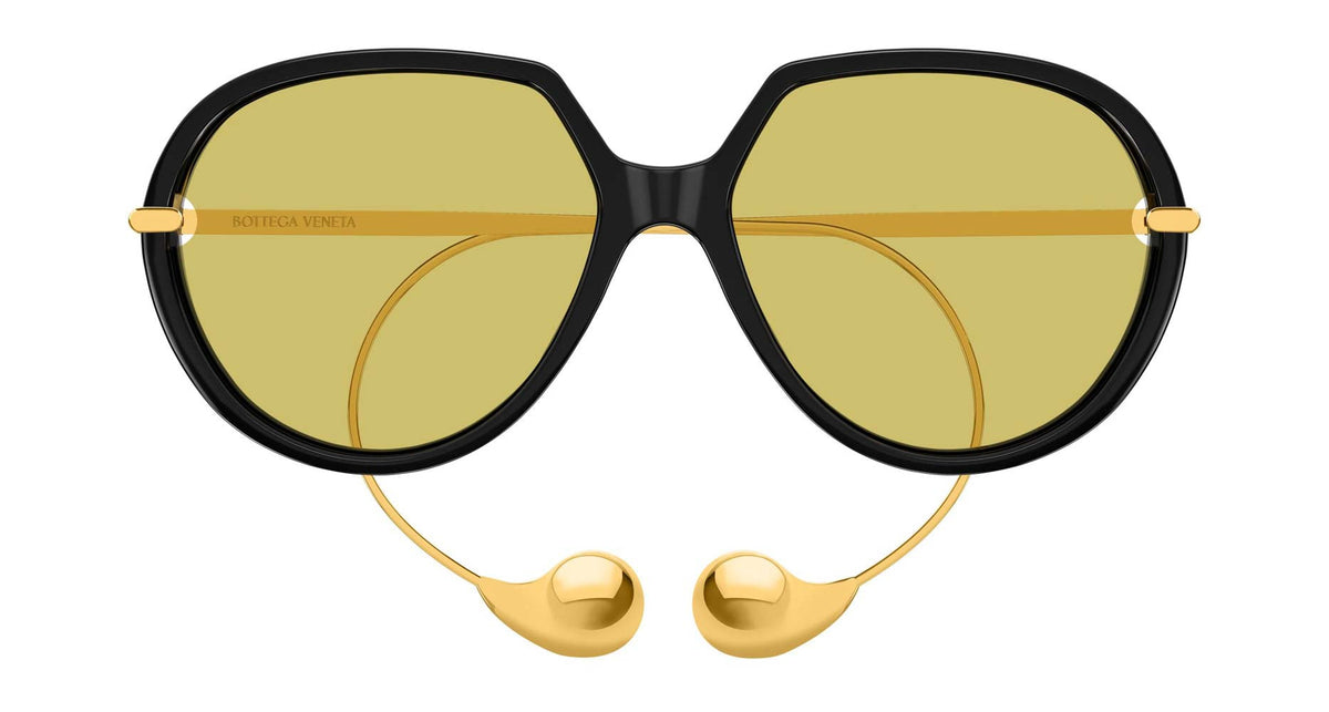 Bottega Veneta BV1436S 001 60mm Sunglasses Black / Yellow Solid Lens - image 2