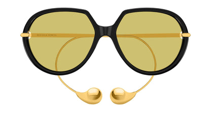 Bottega Veneta BV1436S 001 60mm Sunglasses Black / Yellow Solid Lens - image 2