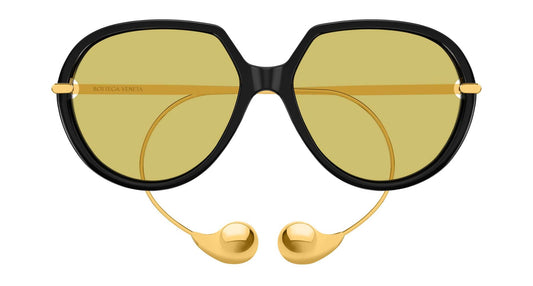Bottega Veneta BV1436S 001 60mm Sunglasses Black / Yellow Solid Lens - image 2